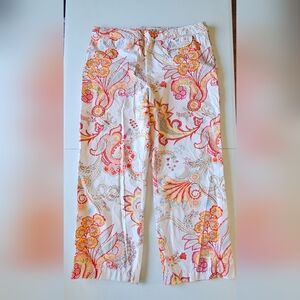 Tommy Hilfiger Y2K Multi Color Floral Paisley Print Wide Leg Crop Womens Pants